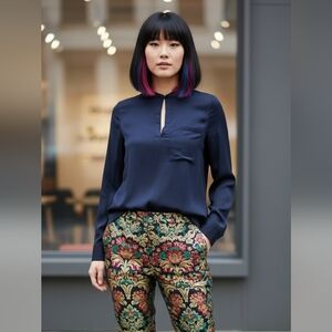 Zara Trafaluc Satin Keyhole Top